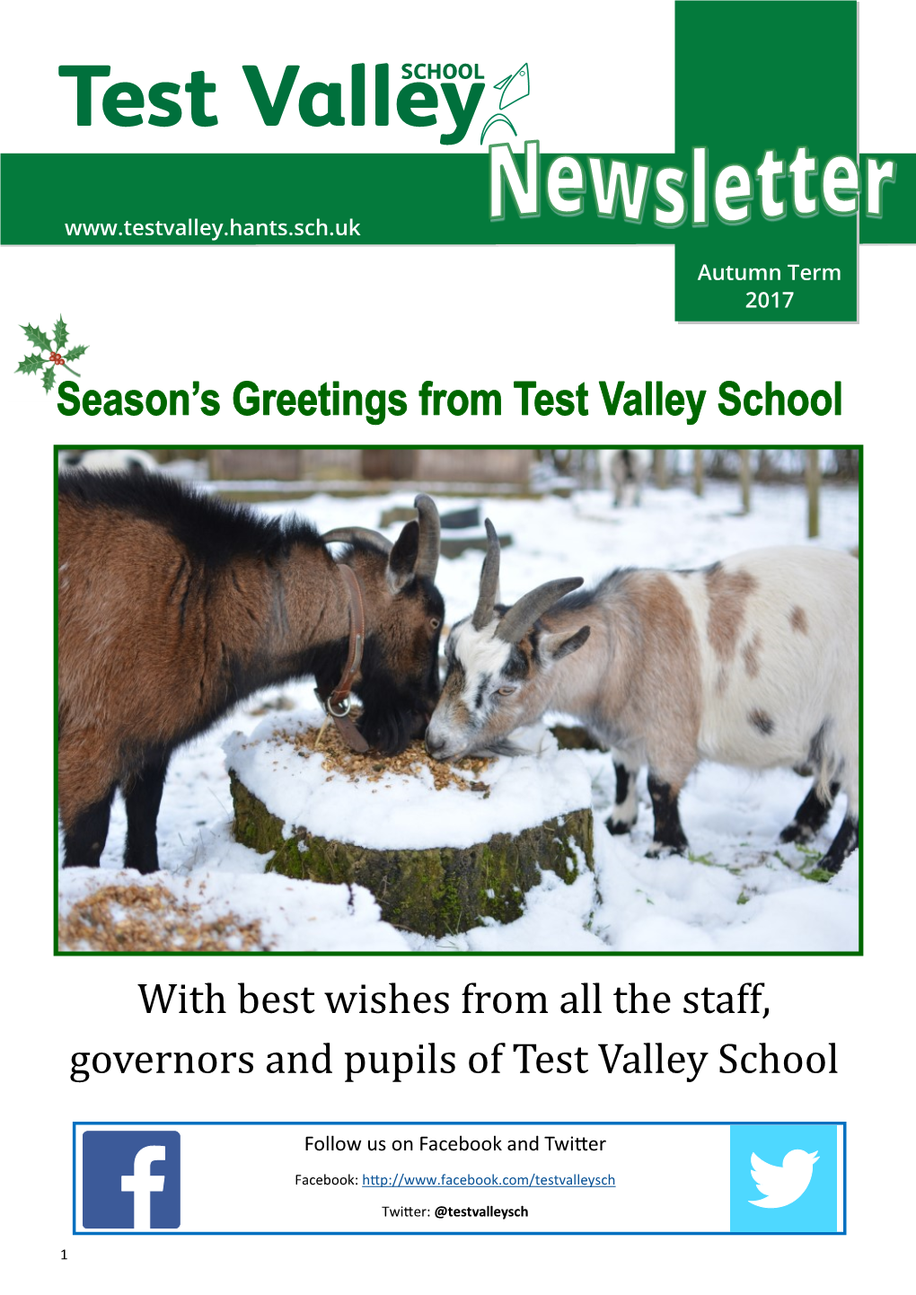 With Best Wishes from All the Staff, Governors and Pupils of Test Valley School
