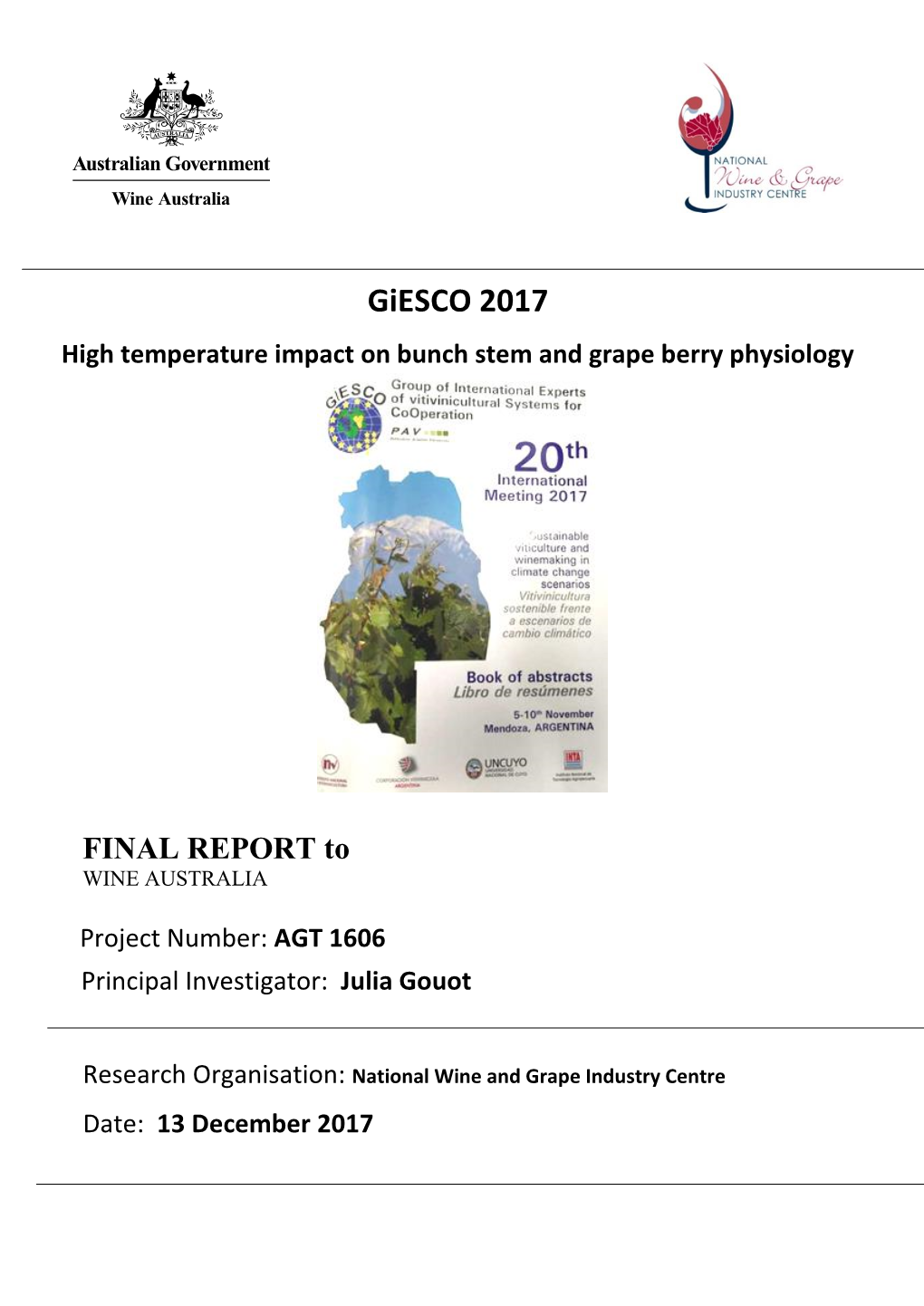 Giesco 2017 High Temperature Impact on Bunch Stem and Grape Berry Physiology