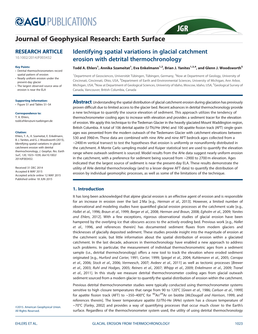 Identifying Spatial Variations in Glacial Catchment Erosion with Detrital