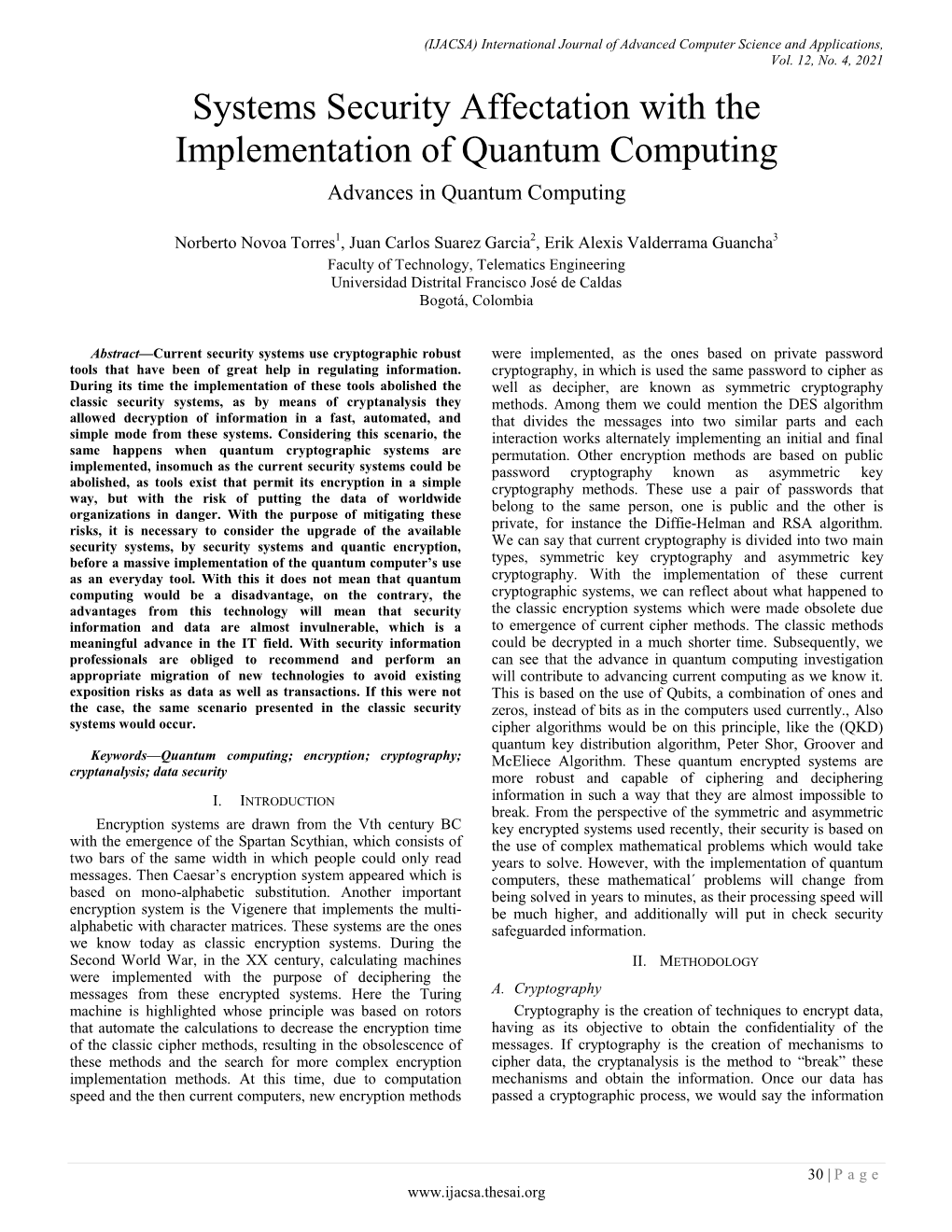 Systems Security Affectation with the Implementation of Quantum Computing Advances in Quantum Computing