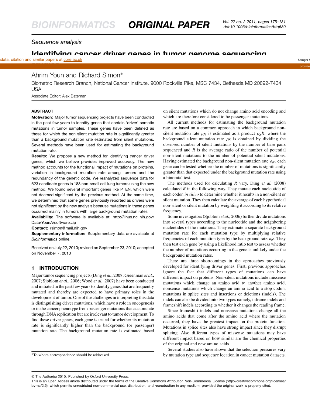 Identifying Cancer Driver Genes in Tumor Genome Sequencing Studies