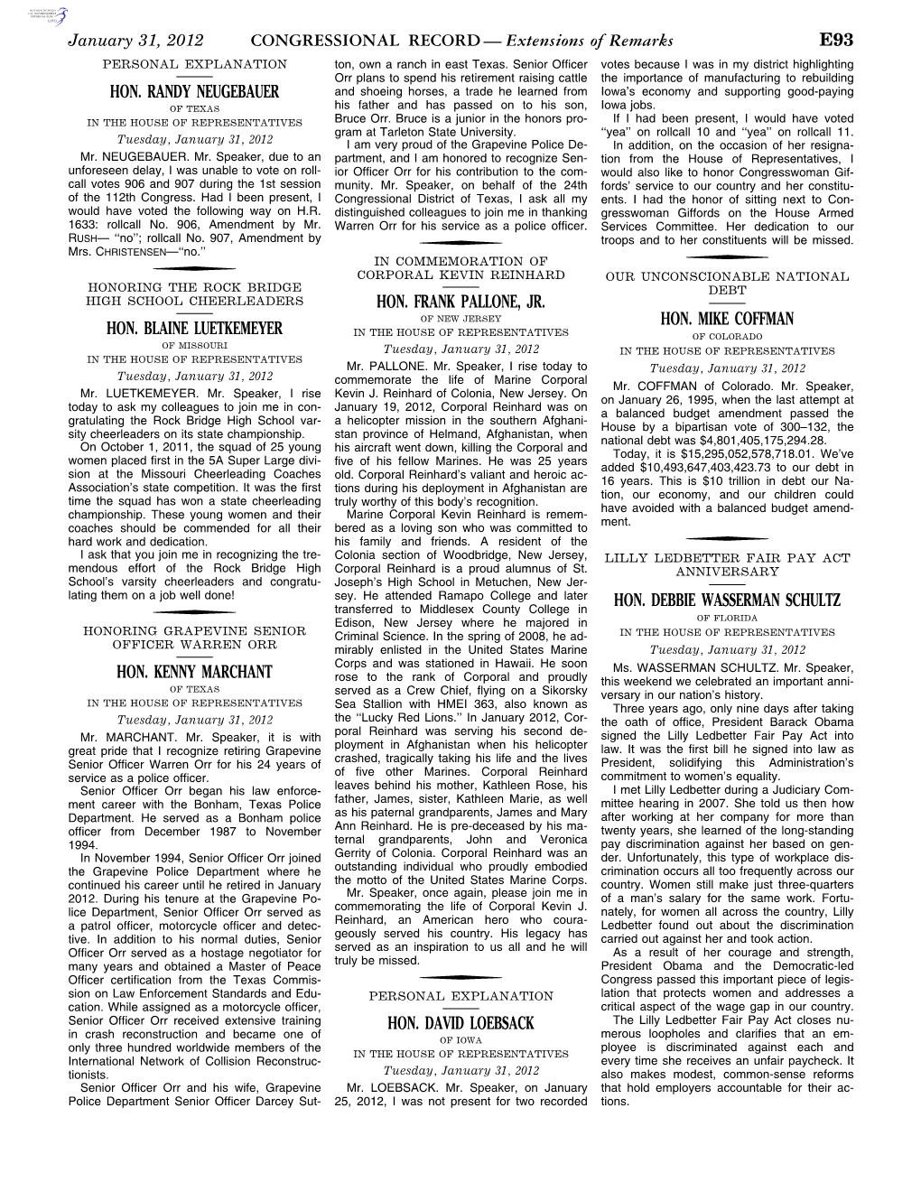 CONGRESSIONAL RECORD— Extensions of Remarks E93 HON
