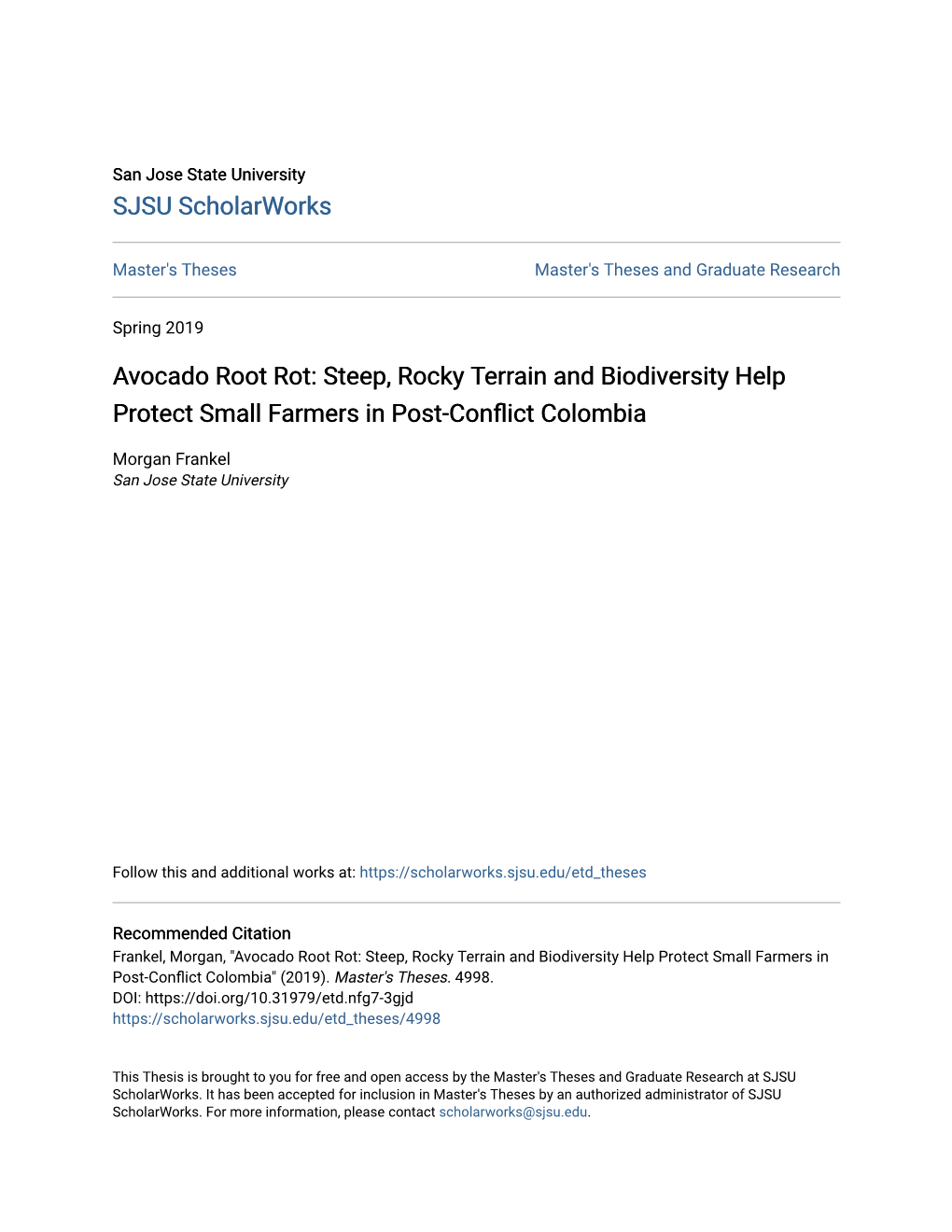 Avocado Root Rot: Steep, Rocky Terrain and Biodiversity Help Protect Small Farmers in Post-Conflict Colombia