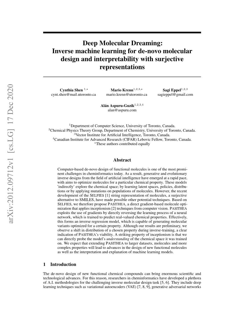 Deep Molecular Dreaming: Inverse Machine Learning for De-Novo Molecular Design and Interpretability with Surjective Representations