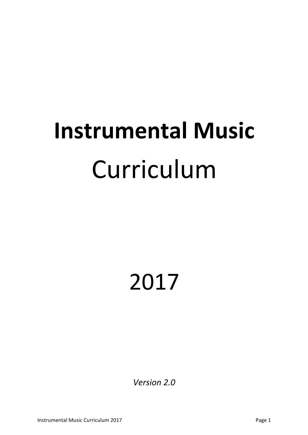 Instrumental Music Curriculum