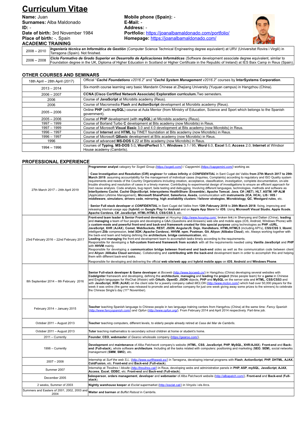 Joan Alba Maldonado's Curriculum Vitae