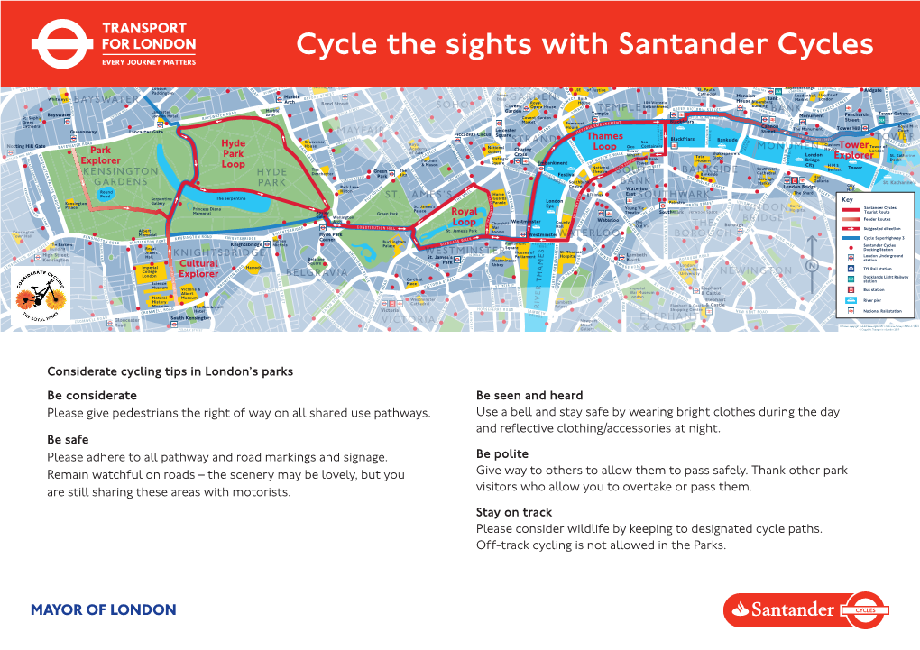 Santander Cycles Sightseeing Route