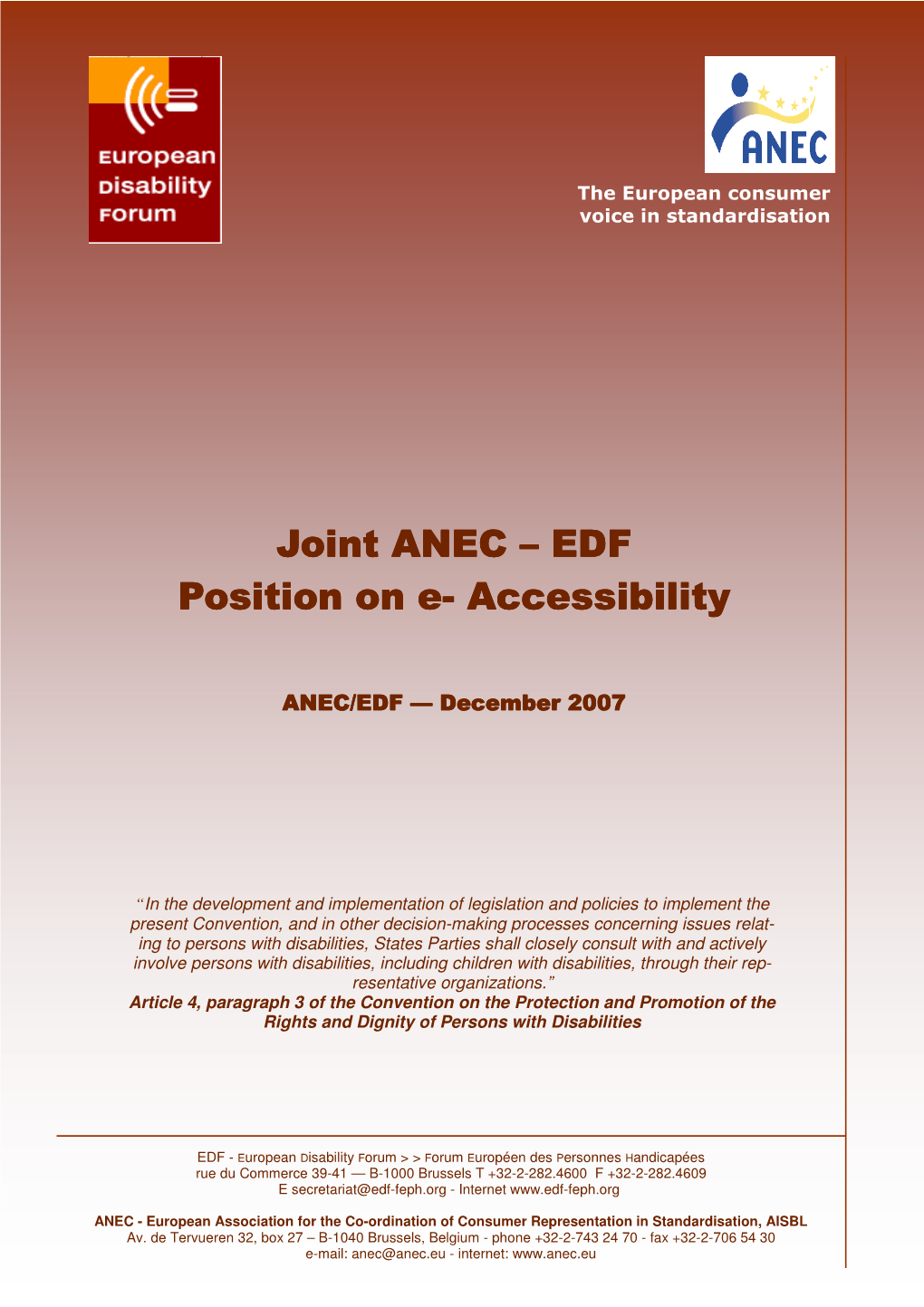 EDF-ANEC Position Paper