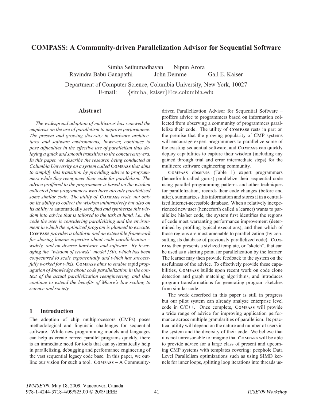 COMPASS: a Community-Driven Parallelization Advisor for Sequential Software