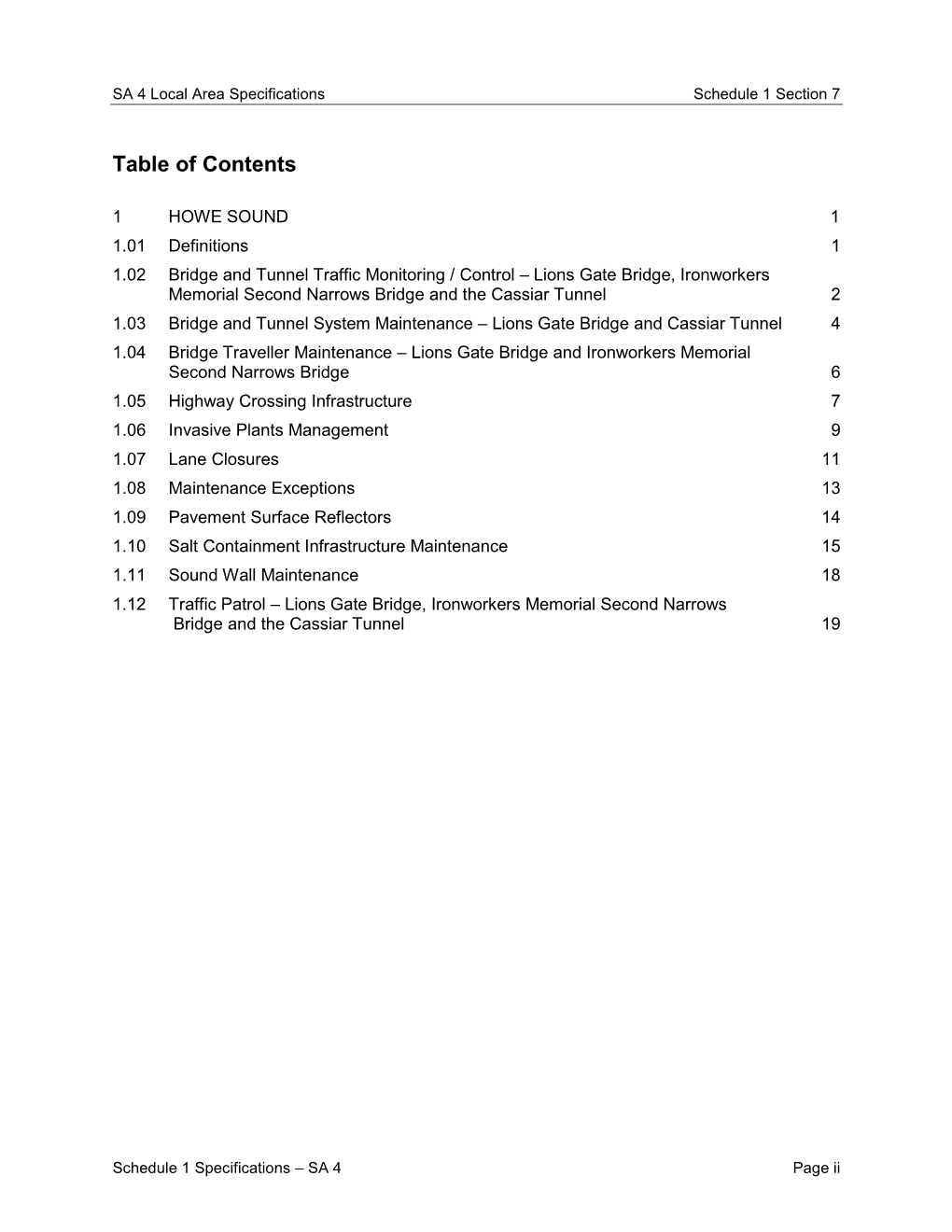 Schedule 1B Local Area Specifications