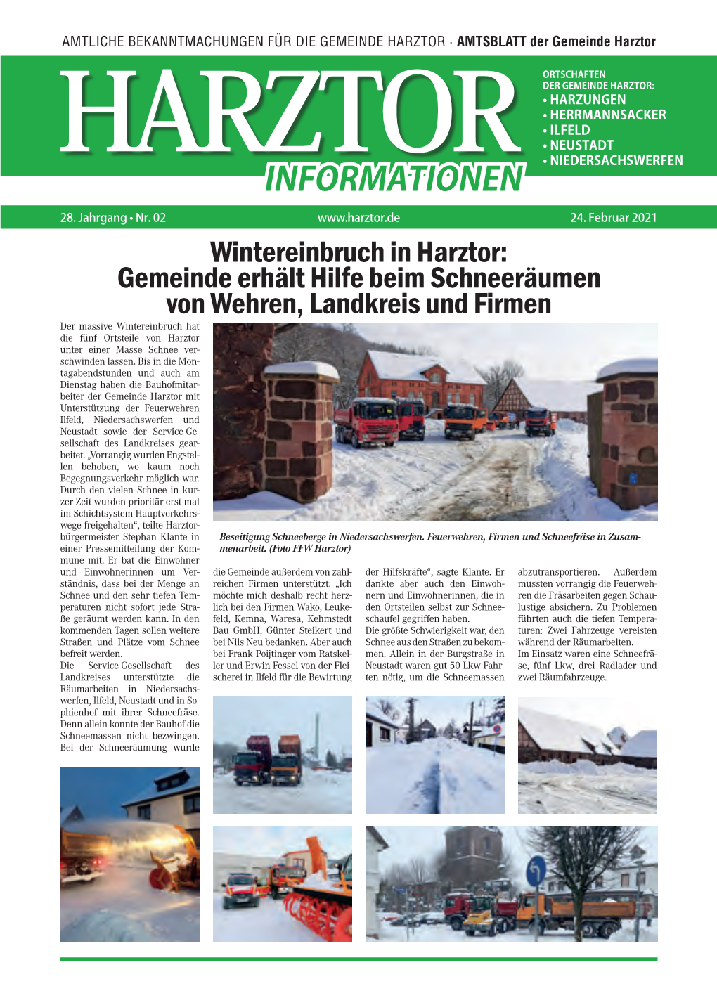 Wintereinbruch in Harztor: Gemeinde Erhält Hilfe Beim Schneeräumen