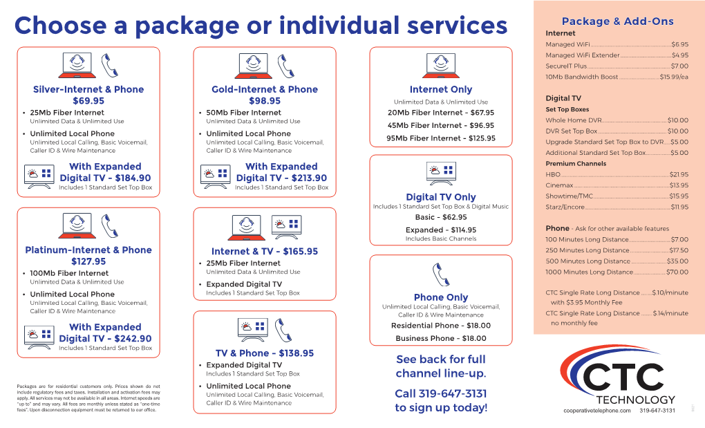 Choose a Package Or Individual Services Internet Managed Wifi