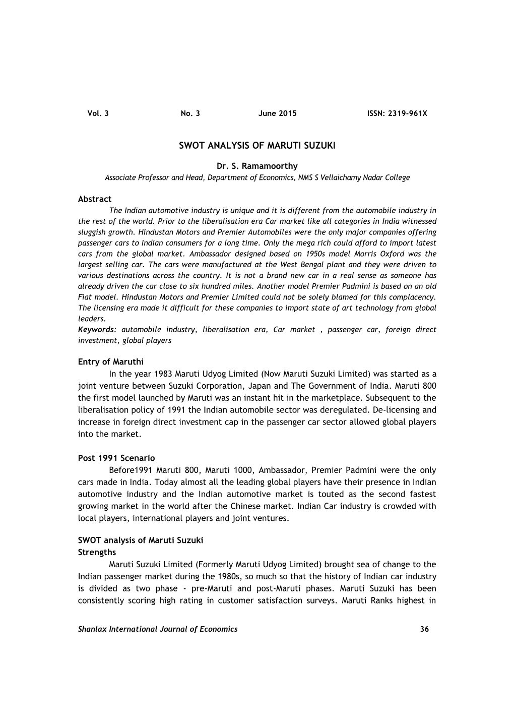 Swot Analysis of Maruti Suzuki