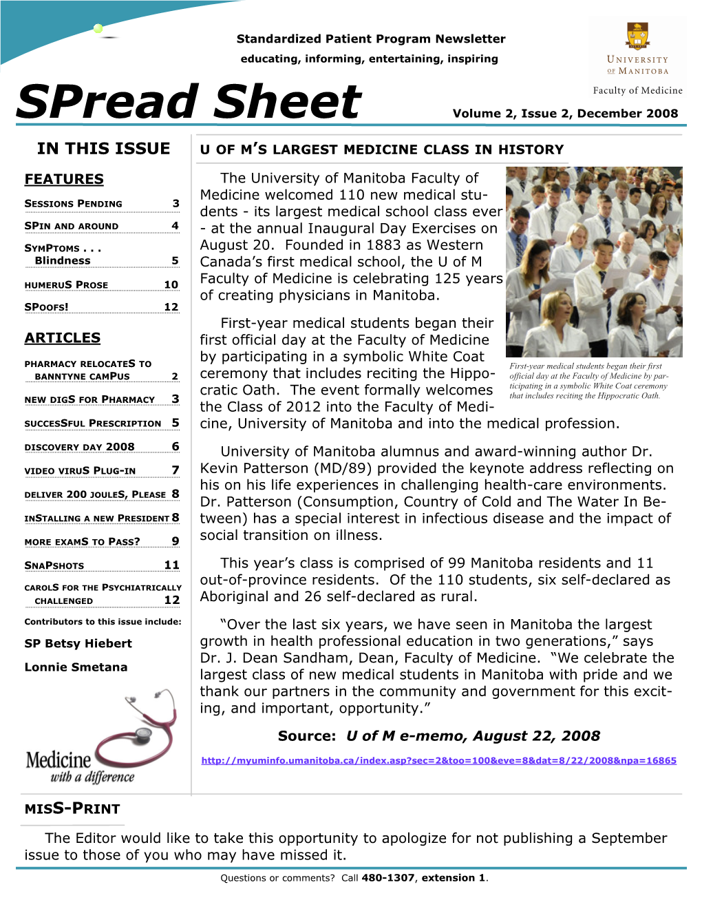 Spread Sheet Volume 2, Issue 2, December 2008