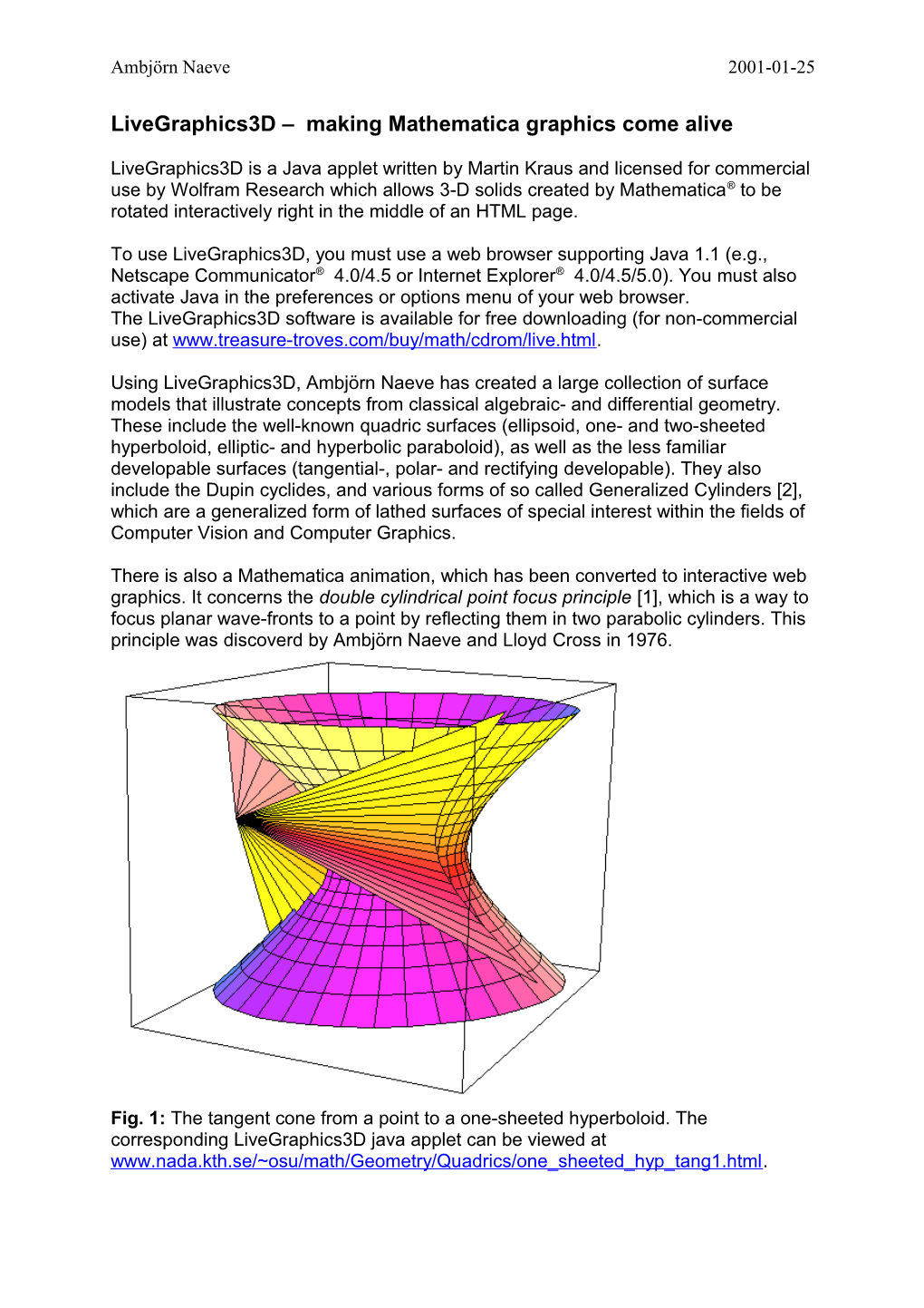 Livegraphics3d Making Mathematica Graphics Come Alive