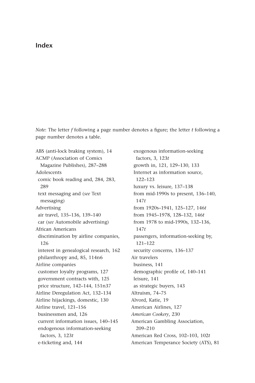 Note: the Letter F Following a Page Number Denotes a Figure