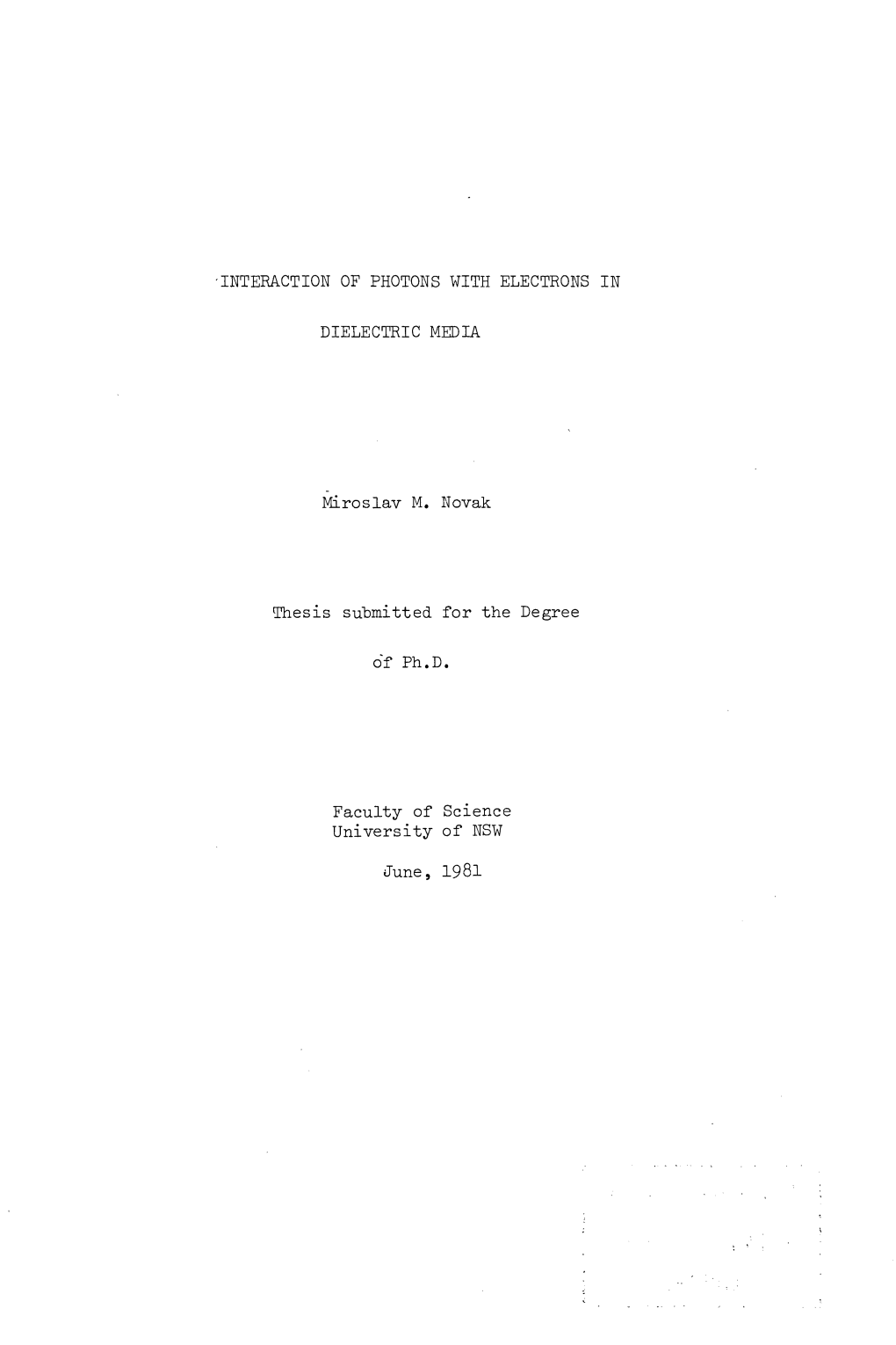 'Interaction of Photons with Electrons in Dielectric