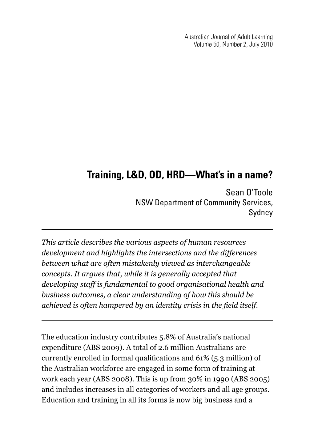 Training, L&D, OD, HRD—What's in a Name?