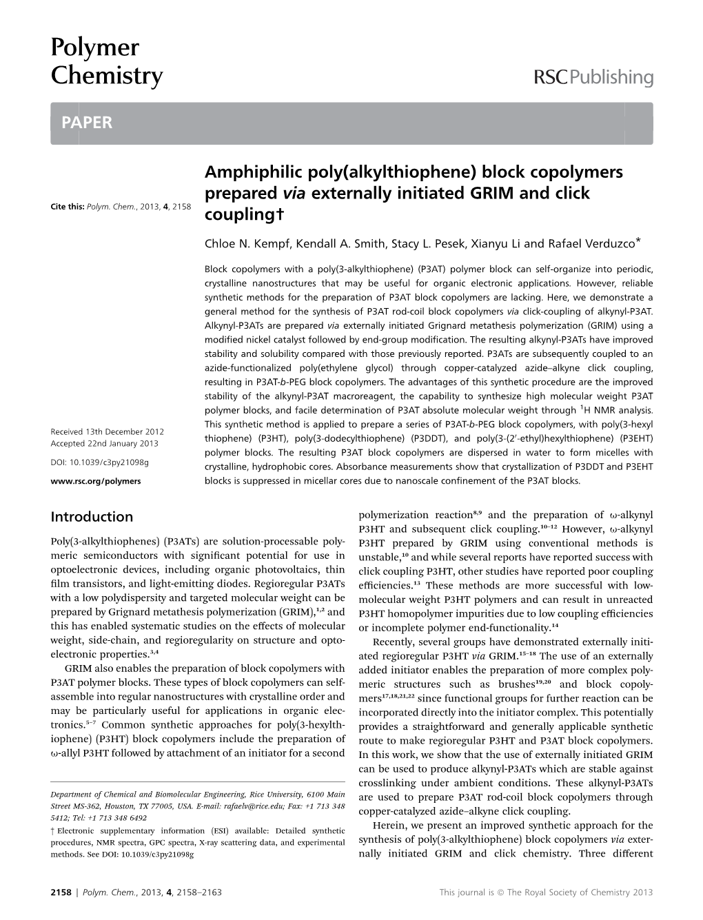 Polymer Chemistry