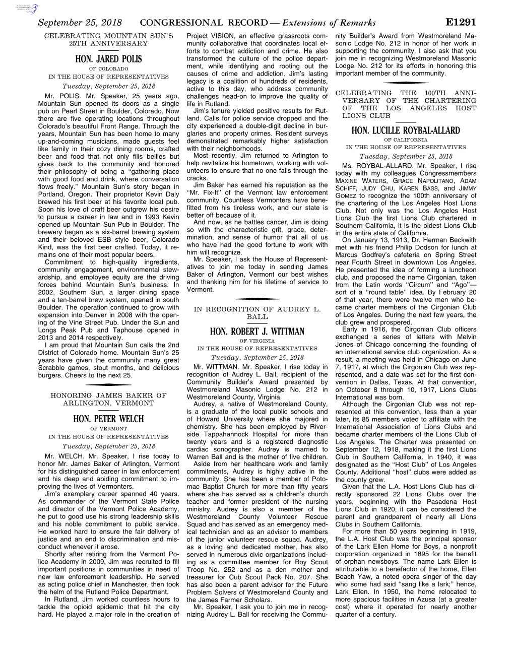 CONGRESSIONAL RECORD— Extensions of Remarks E1291 HON