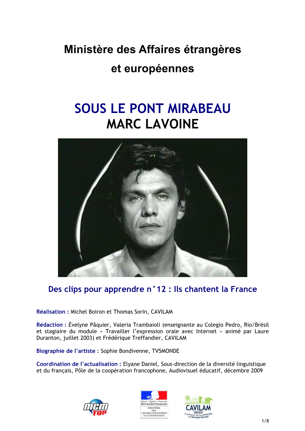 Sous Le Pont Mirabeau Marc Lavoine