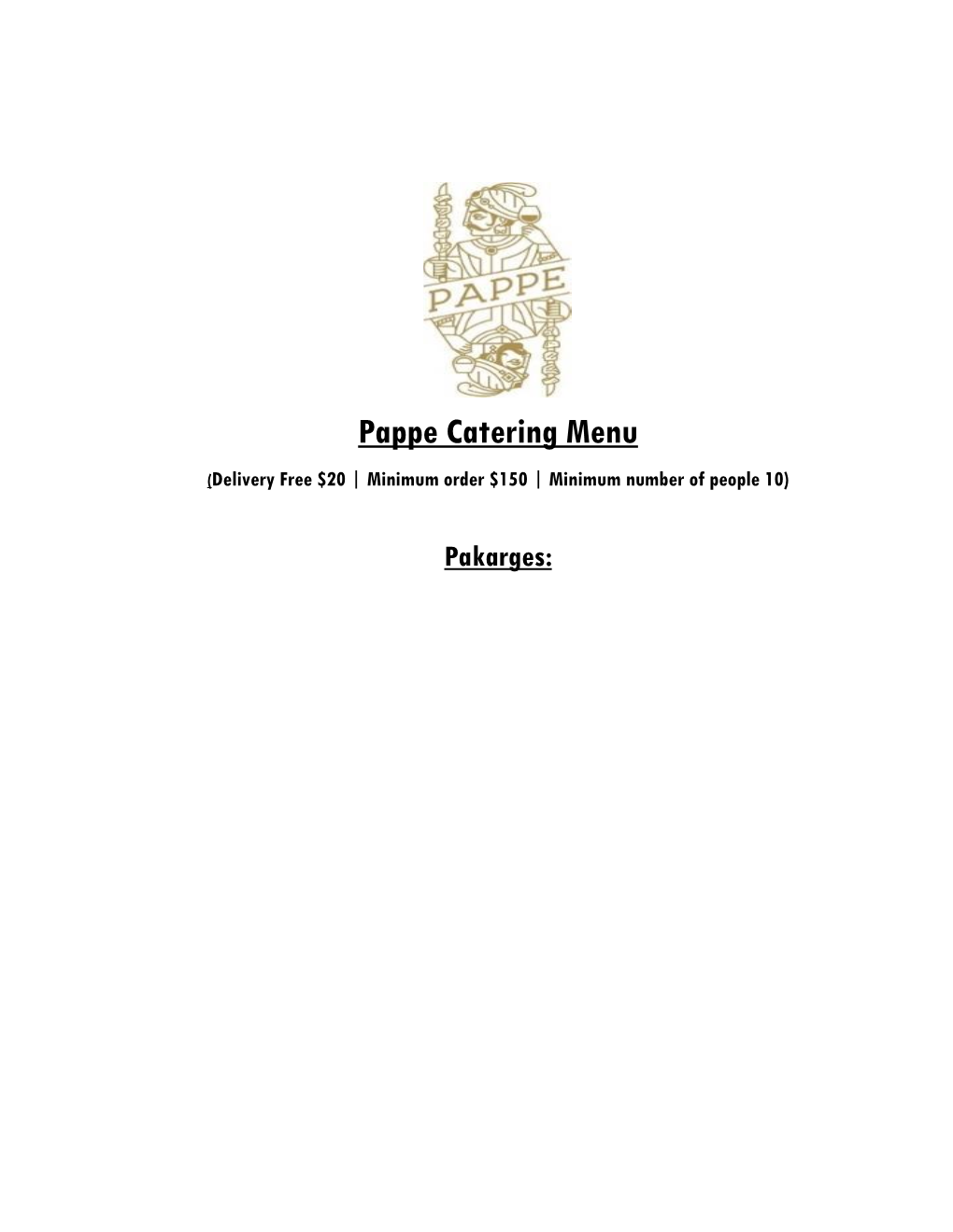 Pappe Catering Menu