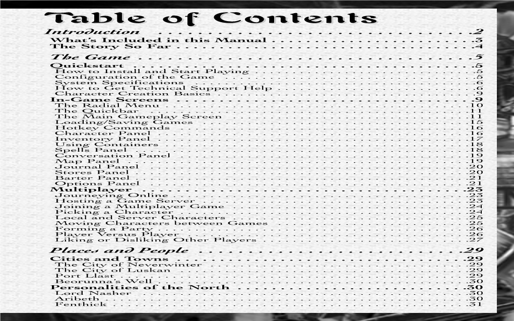 Table of Contents