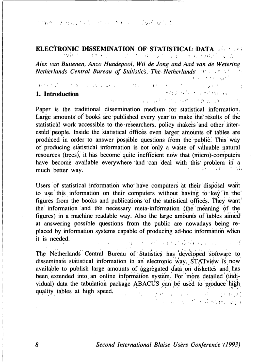 Electronic Dissemination of Statistical Data - -•