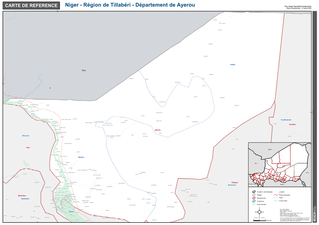 Niger - Région De Tillabéri - Département De Ayerou " CARTE DE REFERENCE Date De Production : 21 Mars 2018