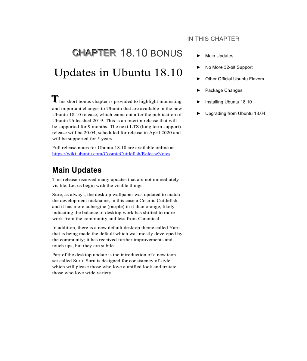 18.10 BONUS Updates in Ubuntu 18.10