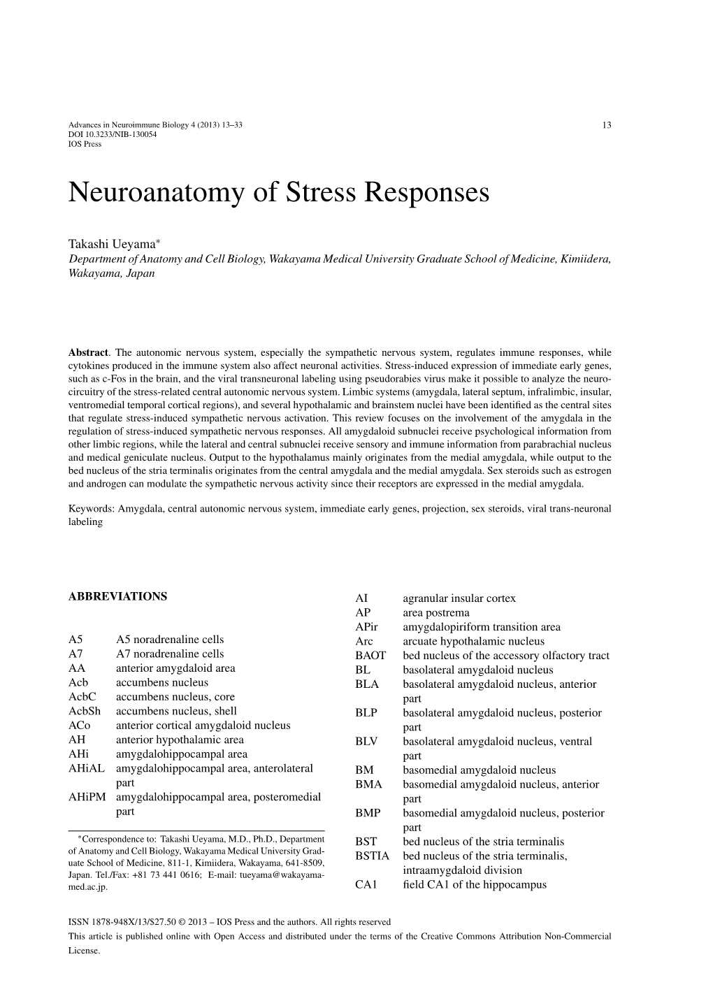Neuroanatomy of Stress Responses