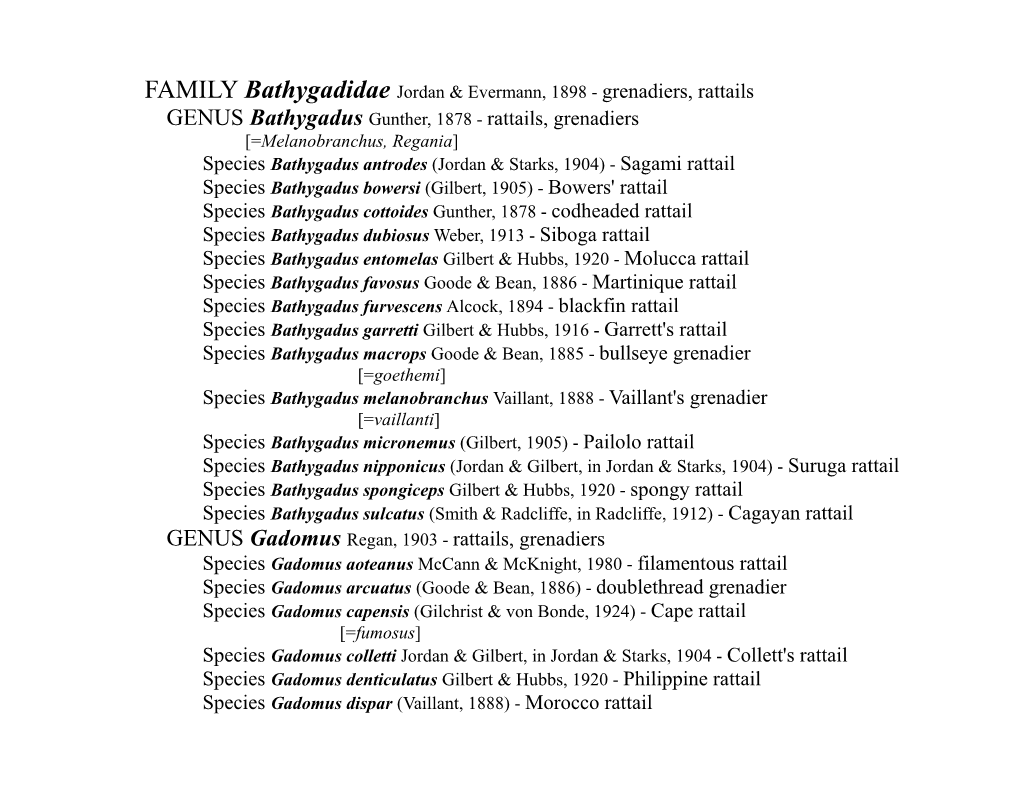 GENUS Bathygadus Gunther, 1878