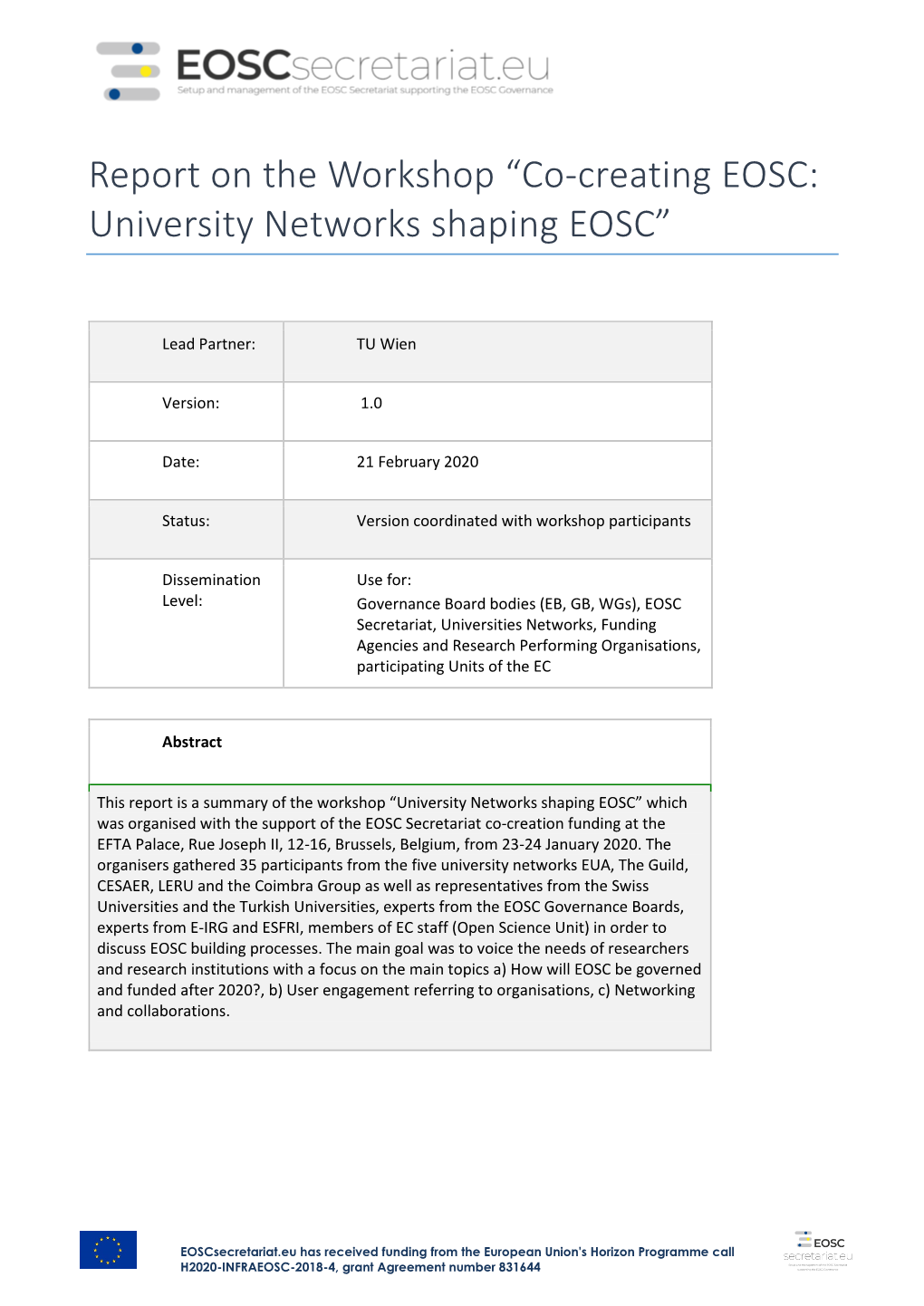 Co-Creating EOSC: University Networks Shaping EOSC”
