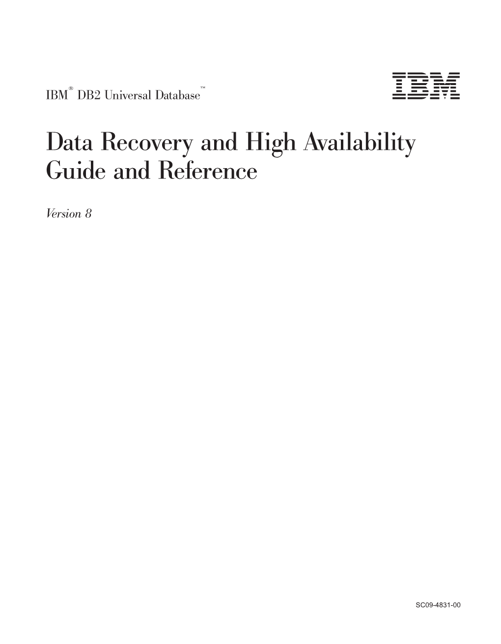 Data Recovery and High Availability Guide and Reference
