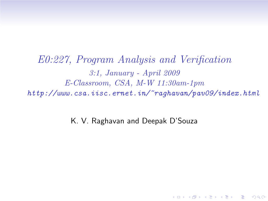 E0:227, Program Analysis and Verification