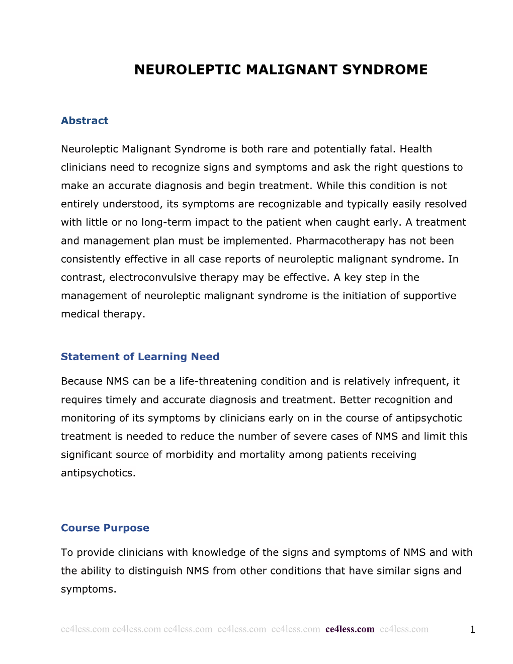 Neuroleptic Malignant Syndrome