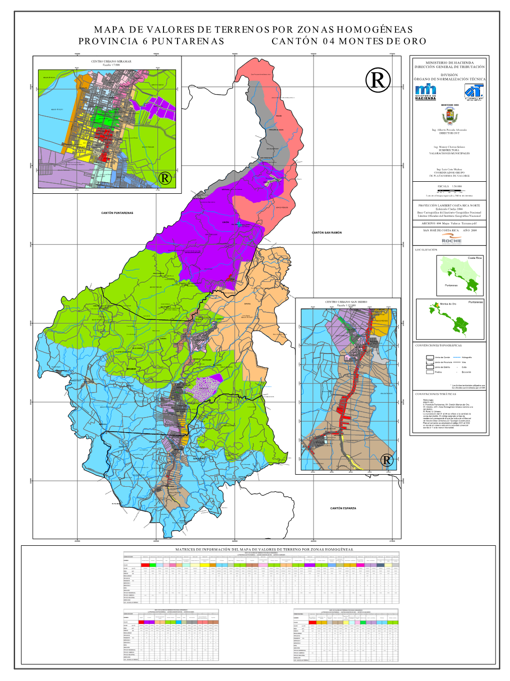 Mapa De Valores De Terrenos Por Zonas Homogéneas Provincia 6 Puntarenas Cantón 04 Montes De Oro