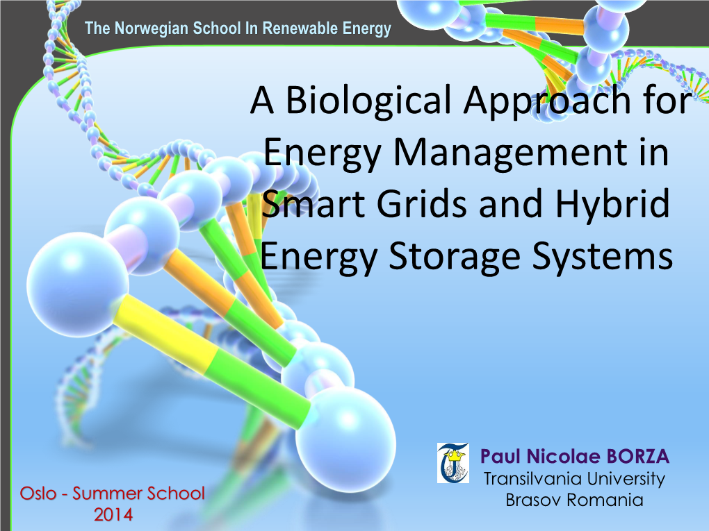 A Biological Approach for Energy Management in Smart Grids and Hybrid Energy Storage Systems