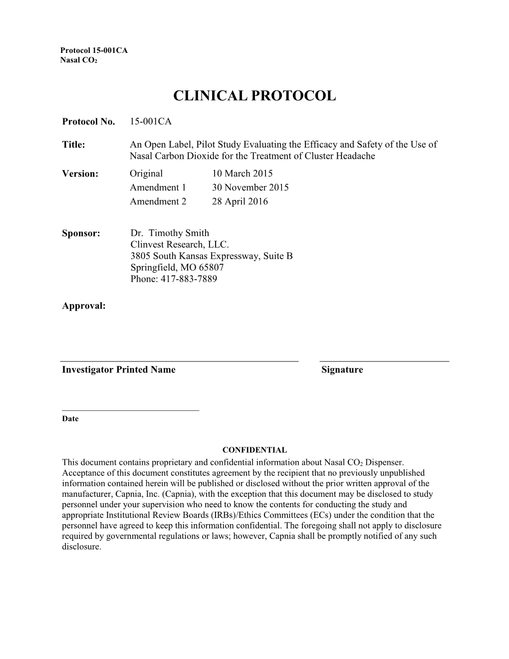 Clinical Protocol