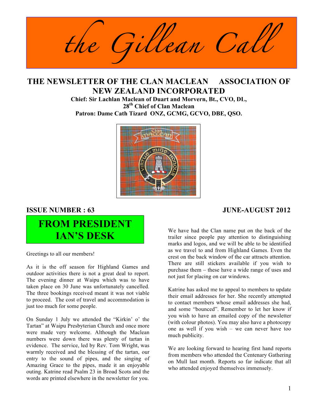 The Gillean Call No 63 June-July2012