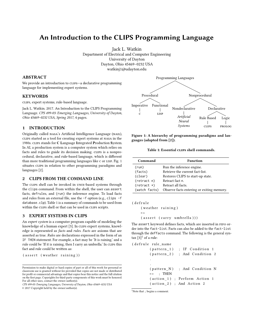 An Introduction to the CLIPS Programming Language