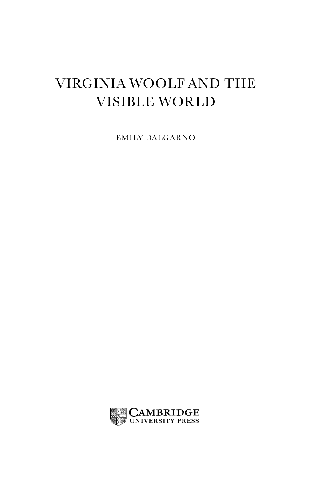 Virginia Woolf and the Visible World