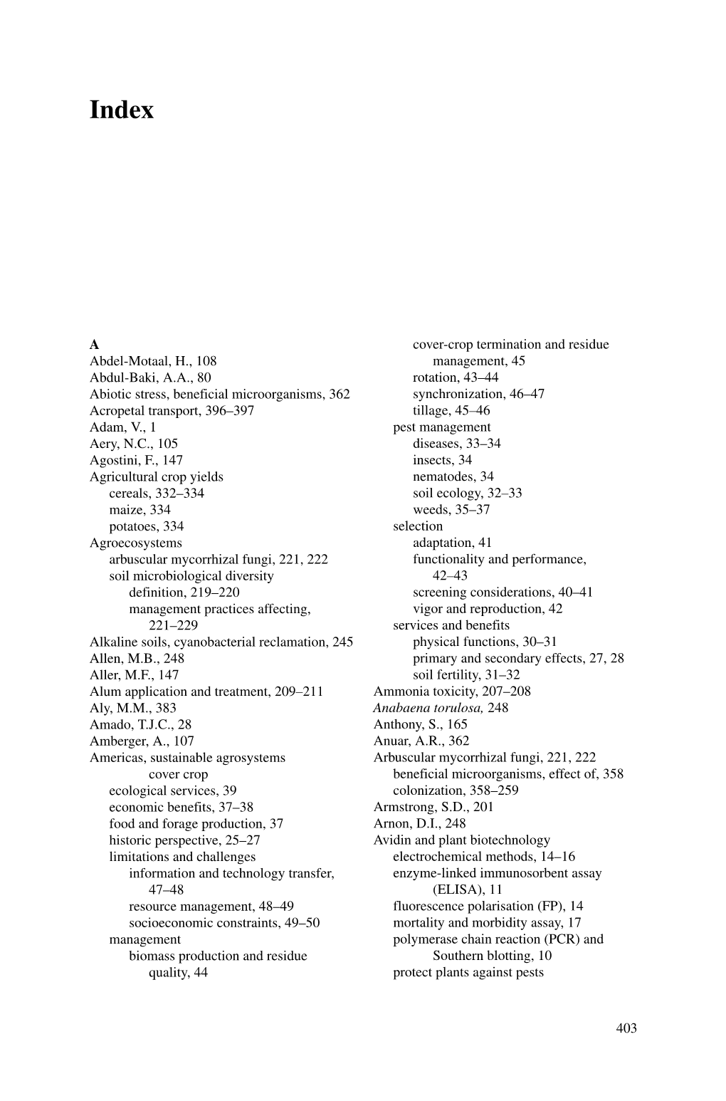 403 a Abdel-Motaal, H., 108 Abdul-Baki, A.A., 80 Abiotic Stress