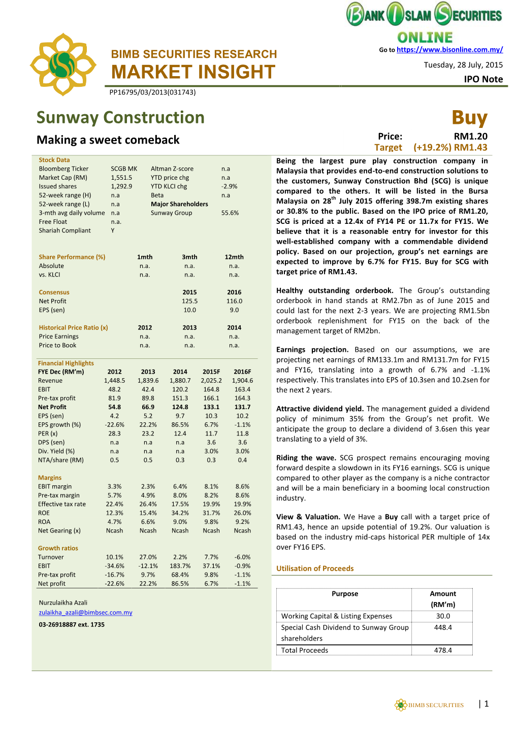 MARKET INSIGHT Sunway Construction