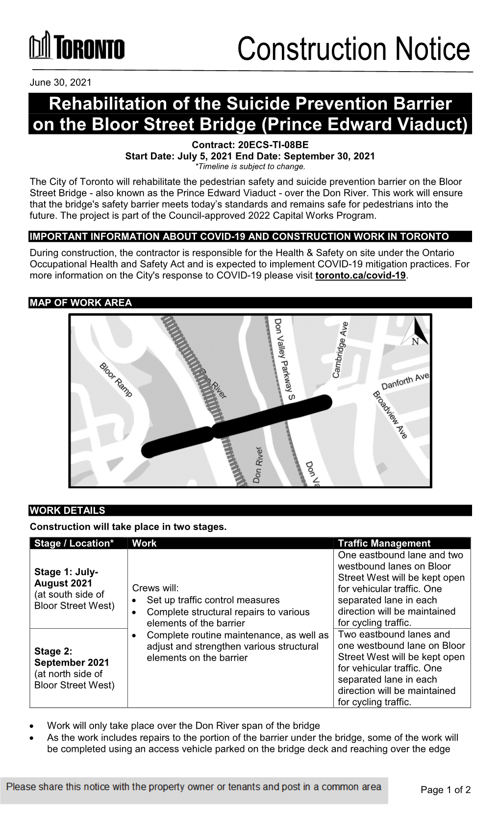 Suicide Prevention Barrier Rehabilitation Construction Notice