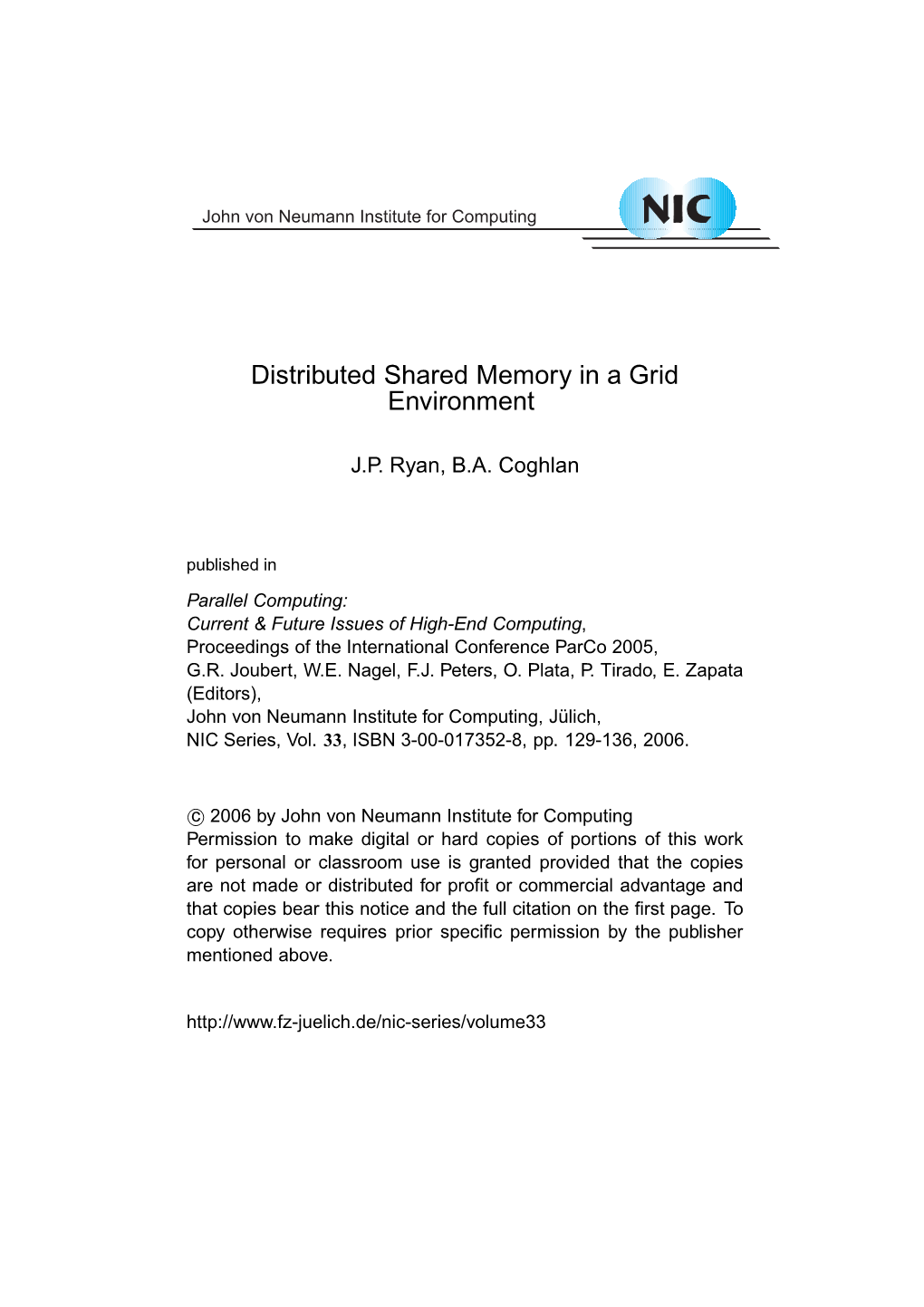 Distributed Shared Memory in a Grid Environment