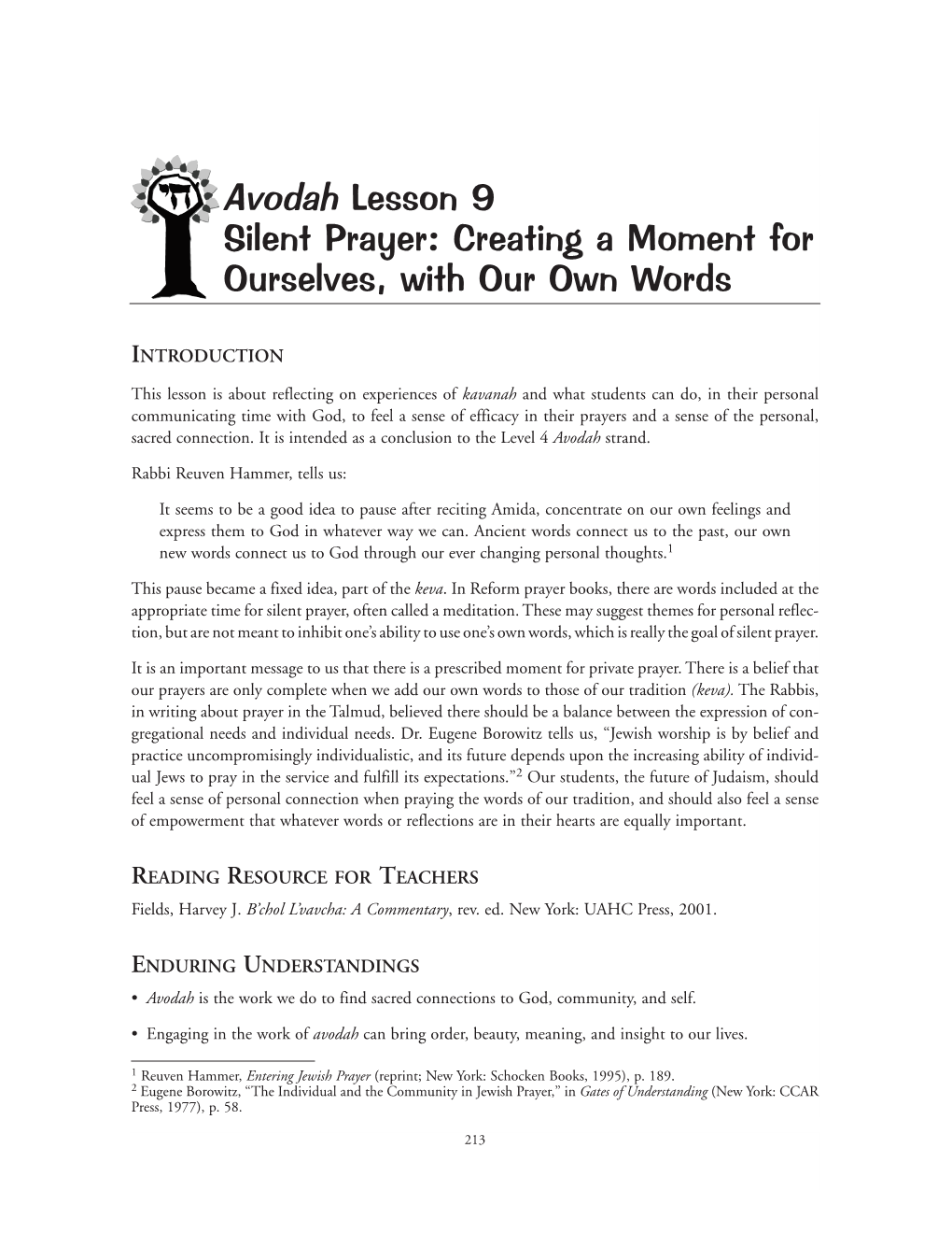 Avodah Lesson 9 Silent Prayer: Creating a Moment for Ourselves, with Our Own Words
