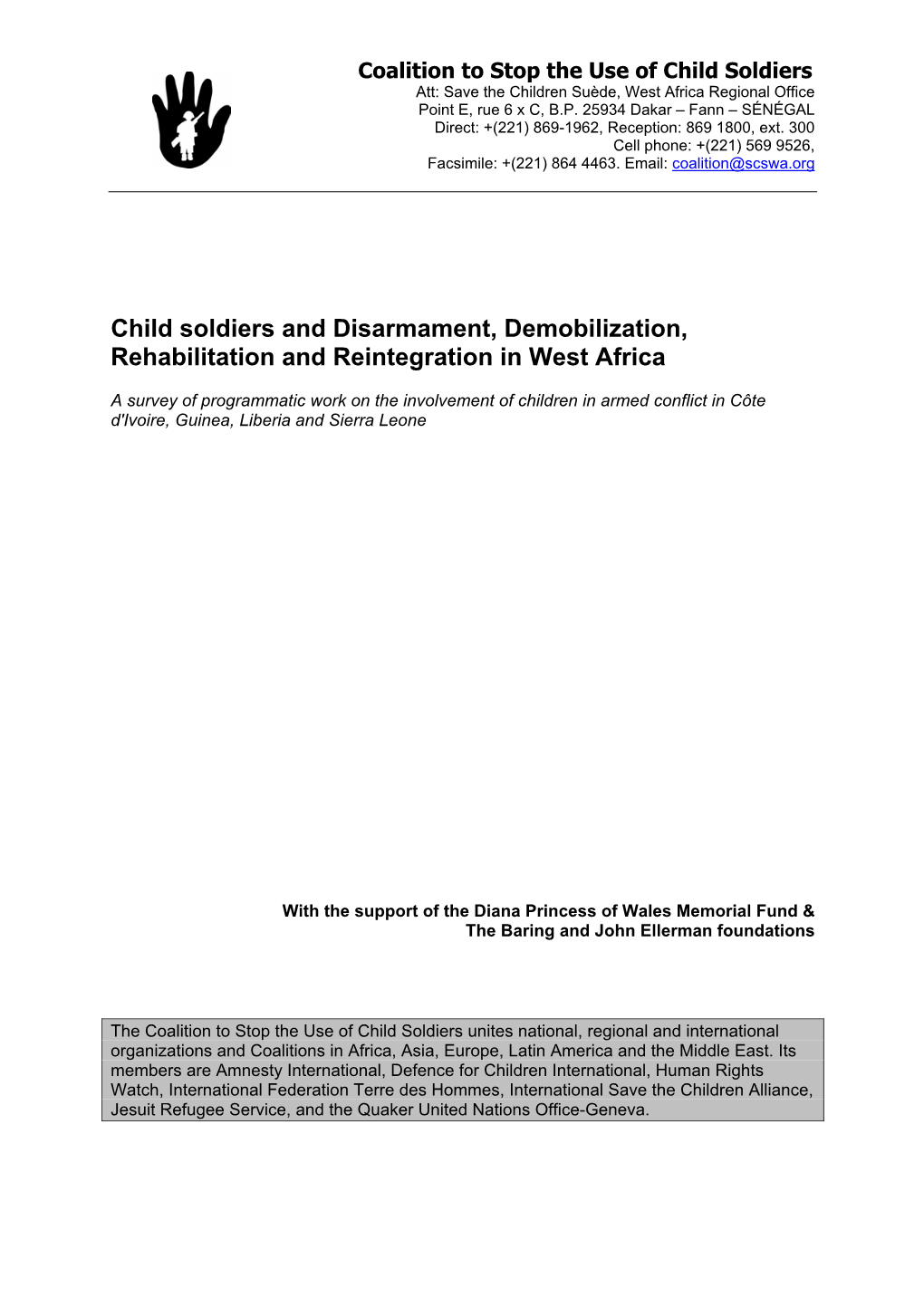 Child Soldiers and Disarmament, Demobilization, Rehabilitation and Reintegration in West Africa