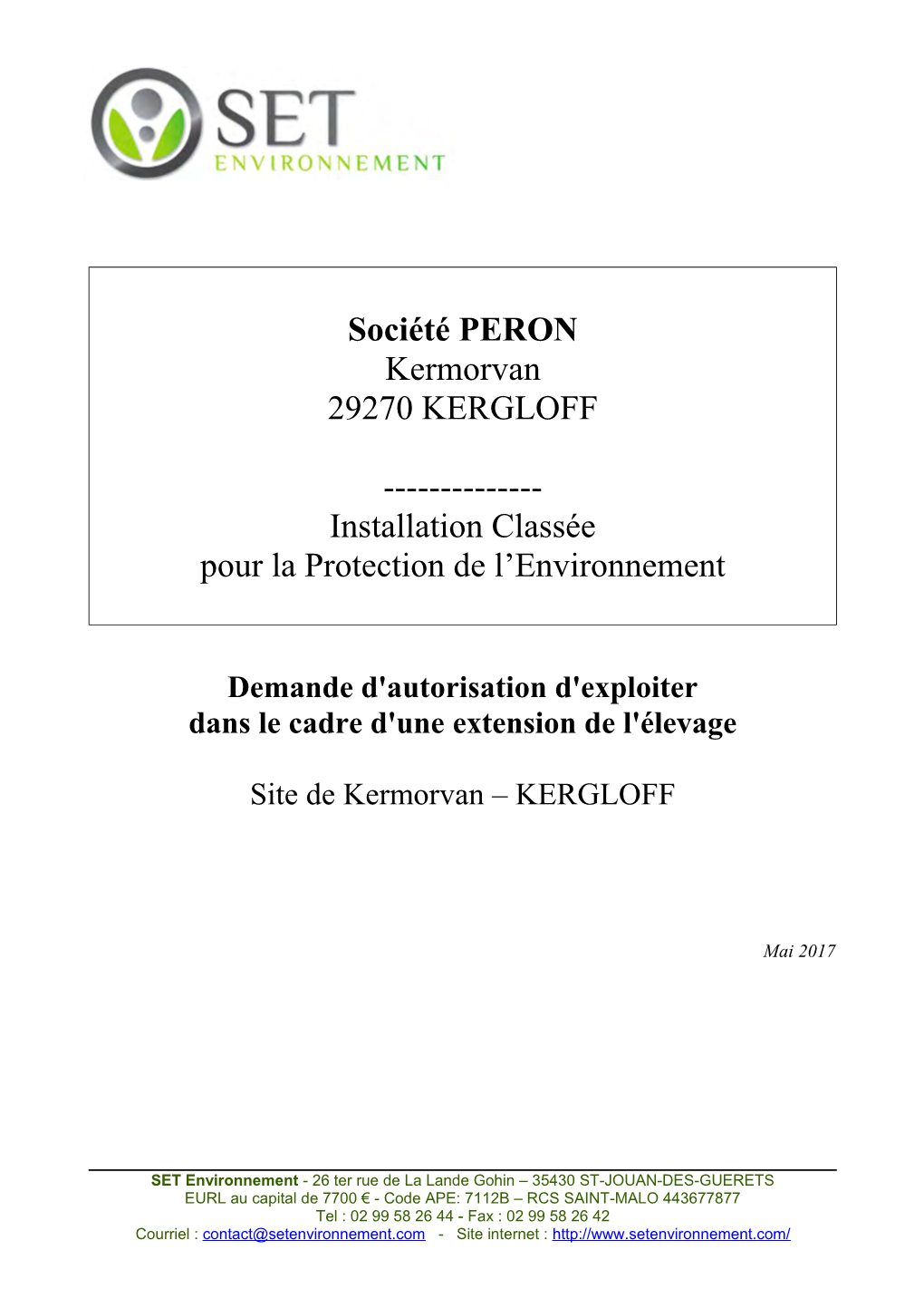 Société PERON Kermorvan 29270 KERGLOFF