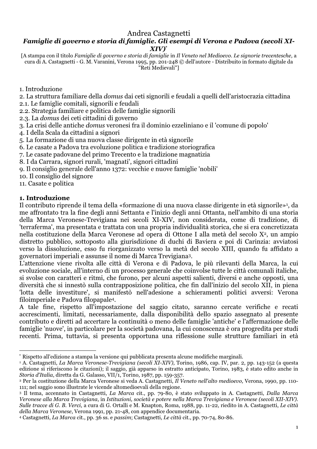 Andrea Castagnetti Famiglie Di Governo E Storia Di Famiglie